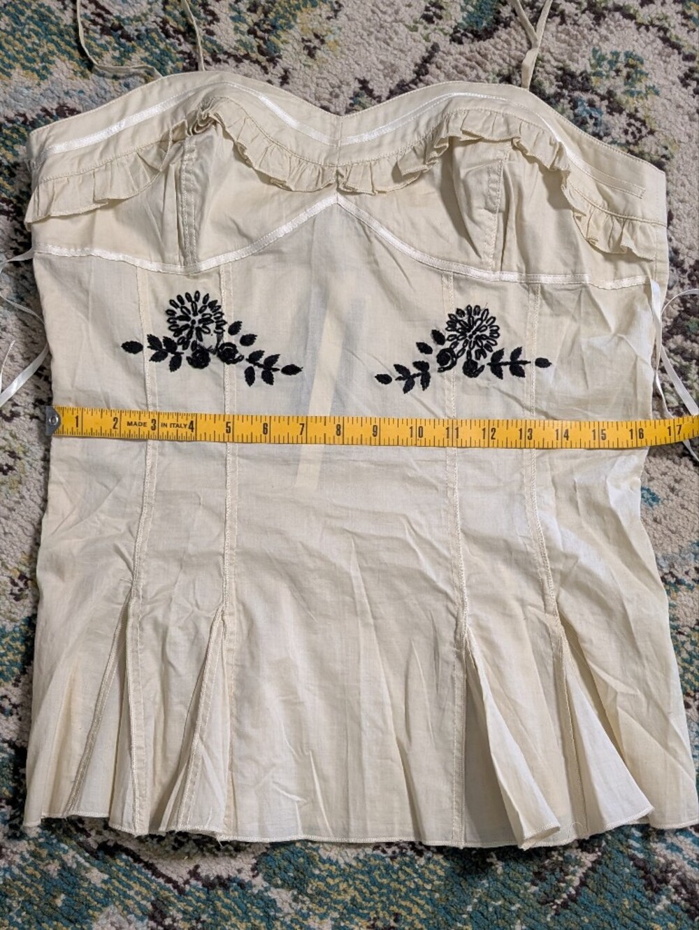 Bustier Black Embroidered Cream Bustier Top Adjustable Straps